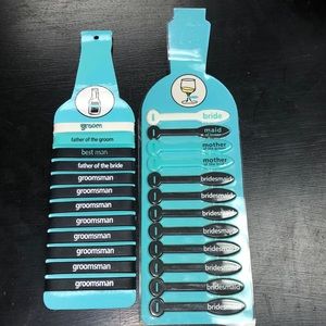 Lot of Hallmark wedding groomsmen rubber‎ bracelets and bridesmaid drink stems